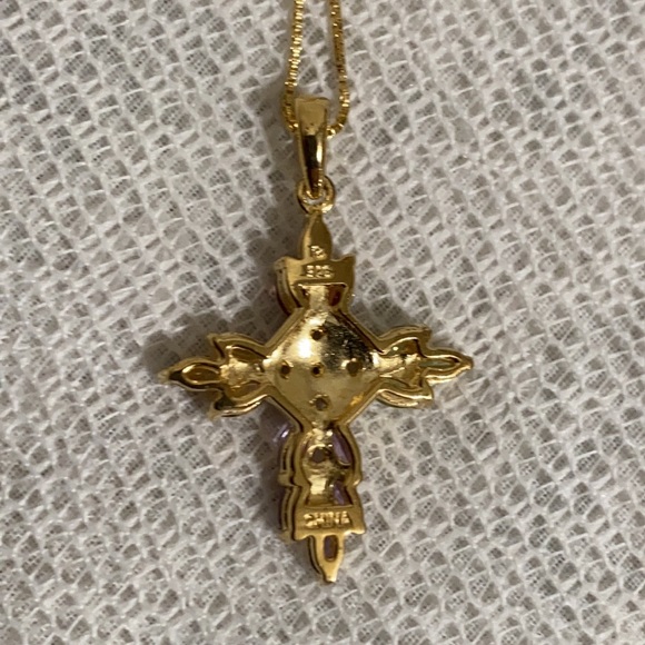 🆕 18K Gold Over S/S Multi Gem Cross Necklace - Picture 8 of 10